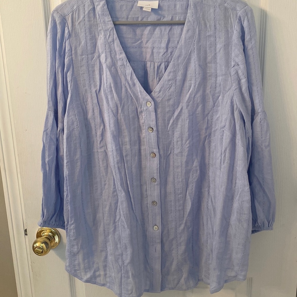 J Jill sky blue button down top size large